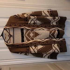 Escio Aztec Sweater, womens medium, black tan
